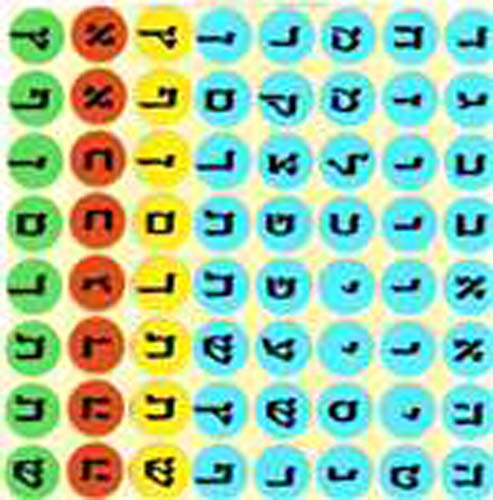 Aleph Bet Polychrome  Stickers- 40/sheet - 25 pack