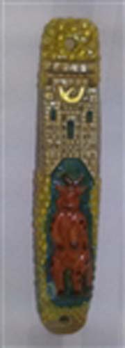 Red Heifer at Old City Ceramic Mezuzah