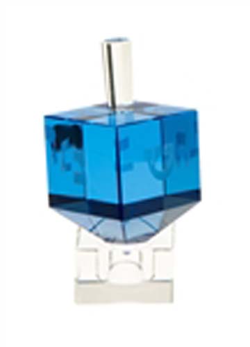 Etched Blue Crystal Dreidel  - a lovely gift!