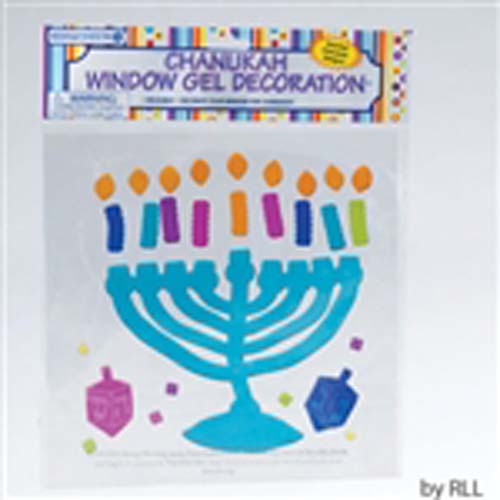 Blue Chanukah Menorah Window Gel Decoration