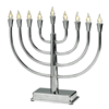 LED Silvertone Metal Menorah in Traditional Shape