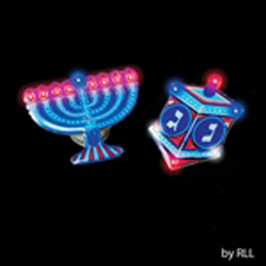 Flashing Chanukah L.E.D. Pin - Menorah