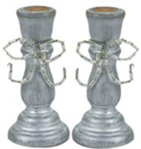 3" Wooden Candle Stick, pair