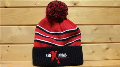 Red X Arms Striped Beanie