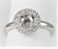 Solitaire Pave Halo Semi-Mount