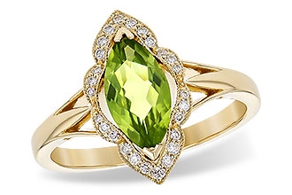 Peridot & Diamond Ring 14K Yellow Gold