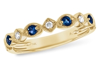 Sapphire & Diamond Band 14K Yellow Gold