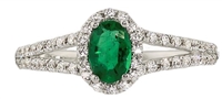 White Gold Emerald/Diamond Ring