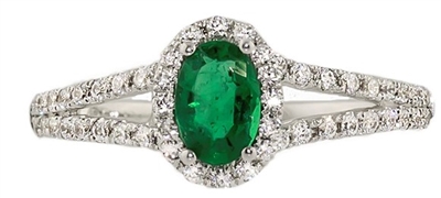 White Gold Emerald/Diamond Ring