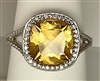 White Gold Citrine and Diamond Ring