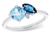 Blue Topaz & Diamond Ring 14K White Gold