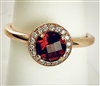 Rose Gold  Mozambique Garnet and Diamond Halo Ring