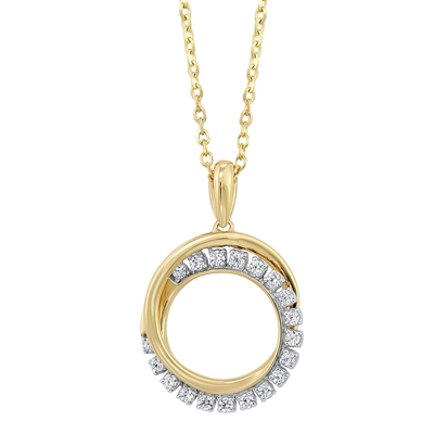 Circle Diamond Pendant  1/10ctw. 10K Yellow Gold