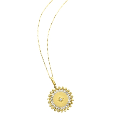 Diamond and 14K Yellow Gold Medallion Pendant