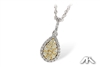 Teardrop-shape yellow and white diamond pendant in two tone gold