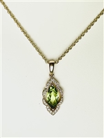 Yellow Gold Victorian Peridot and Diamond Necklace