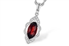 Garnet & Diamond Pendant 14K White Gold