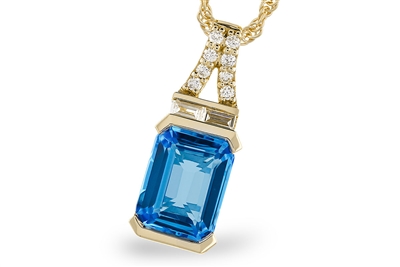 London Blue Topz Pendant  in 14K Yellow Gold