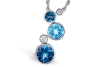 Blue Topaz & Diamond Pendant in 14K White Gold