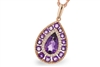 Amethyst & Diamond Pendant in 14K Rose Gold