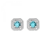 Aquamarine & Diamond Earrings 10K White Gold Studs