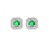 Created Emerald & Diamond Earrings 10K White Gold Studs