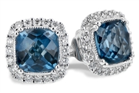 London Blue Topaz & Diamond Earrings in 14K White Gold