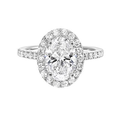 2 1/2CT LAB CREATED OVAL CUT HALO RING 14KW