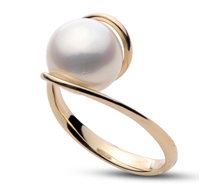 9-10MM Freshwater Pearl Ring 14K Yellow Gold