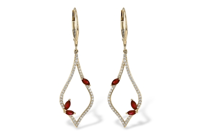 Ruby & Diamond Fashion Earrings 14K Yellow Gold