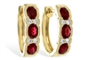 Ruby & Diamond Hoop Earrings 14K Yellow Gold