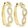 Diamond Earrings .18ctw. 14K Yellow Gold Hoops