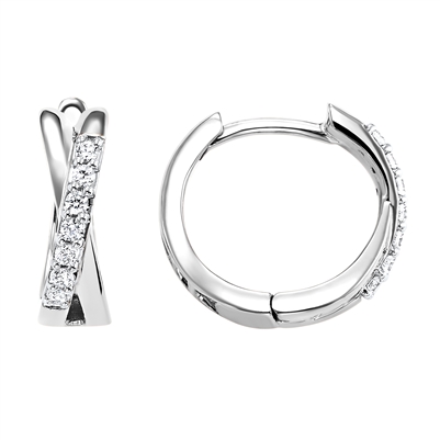 Diamond X 14K White Gold Diamond Hoops