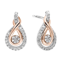 1/5 ctw. Diamond Earrings 14K Rose Gold & Silver