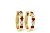 Ruby & Diamond Earrings 14K Yellow Gold