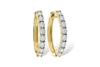 1 carat total  diamond weight  hoop earrings in 14k yellow gold