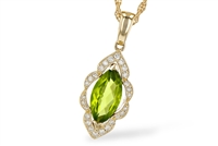 Peridot and Diamond Pendant in 14K White Gold