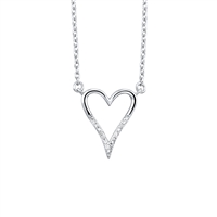 Diamond Heart Pendant in Silver