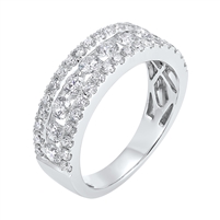 Three Row 1.50ctw Diamond Band in 14K White Gold