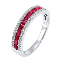 Ruby & Diamond Band in 14K White Gold