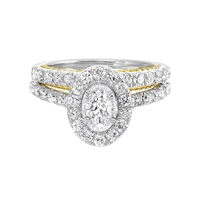 Oval 1ct total diamond weight wedding set in 14K