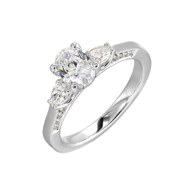 Oval Diamond Engagement Ring in 14K White Gold