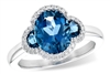 Blue Topaz and Diamond Ring 14K White Gold Ring