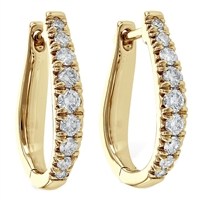 Diamond Earrings .50ctw. 14K Yellow Gold Hoops