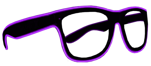 Black Frame EL Wire Glasses - Purple
