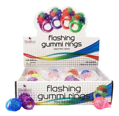 Flashing Gummi Rings PDQ (24 Count)