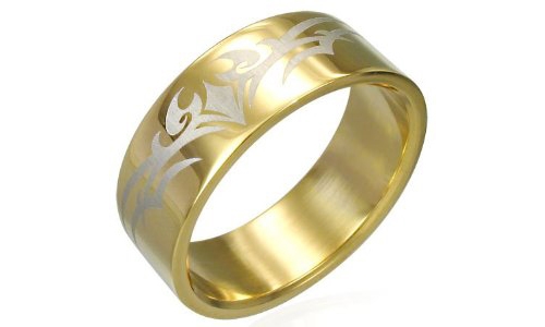 Gold Plated Tribal Design Stainless Steel Ring