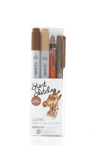 Copic and Aristo Start Sketching 4pc Sepia Drawing Kit Set