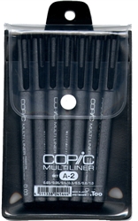 Copic Multiliner Inking drawing Pens Set A-2 BLACK waterproof pigment ink