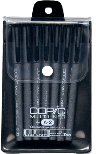 Copic Multiliner Inking drawing Pens Set A-2 BLACK waterproof pigment ink